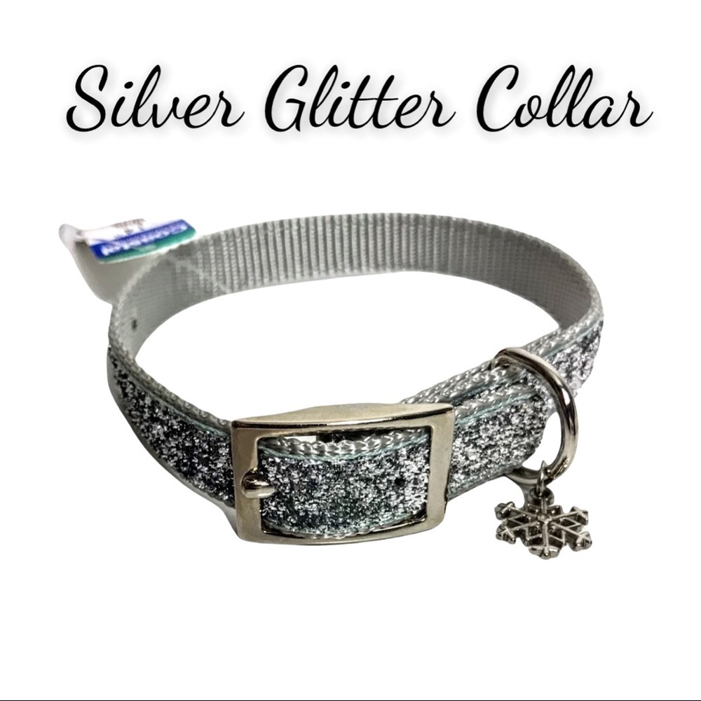 NWT 14” Silver Glitter Collar With Snowflake Charm